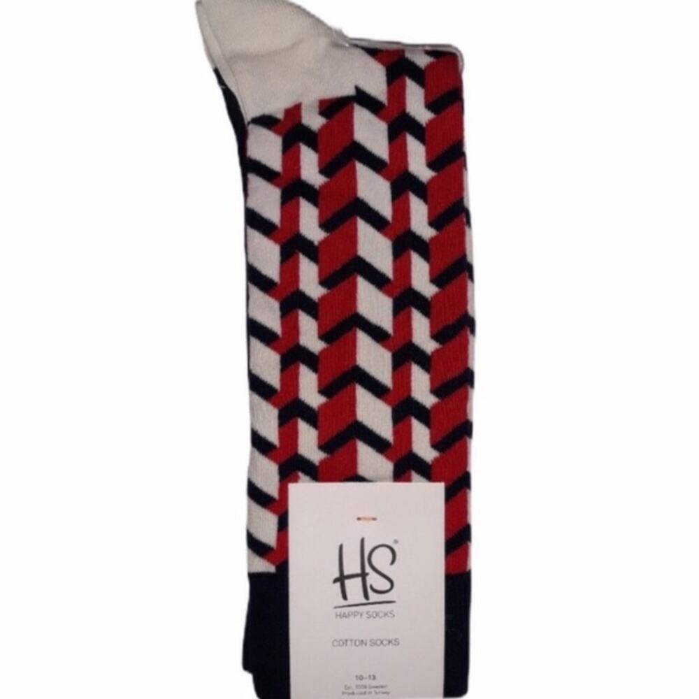 Happy Socks Red White Blue 3D Cubes Shoe Size 8-12